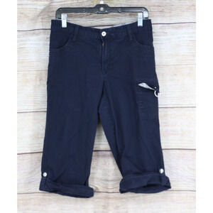 Y2K Lee Womens Sz 8 Below The Waist Medium Roll Up Cropped Cool Pants Navy Blue